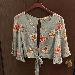 Floral Tie-Front Blouse